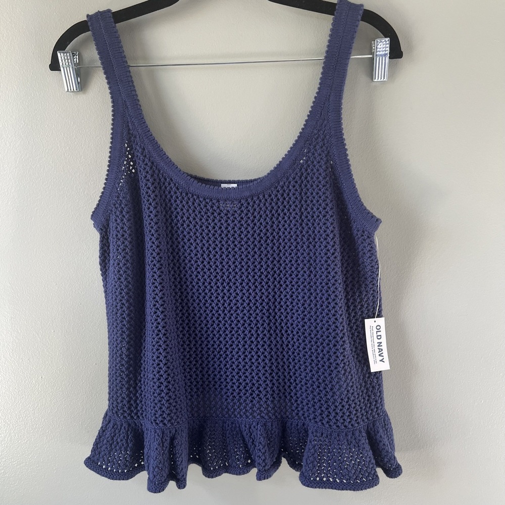 Old Navy Women's sleeveless Open Stitch Peplum Sweater NWT,‎ size petite large